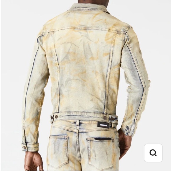 New men’s Sz L Si Tu Veux casual tie dyed casual party denim jean jacket - Picture 4 of 14